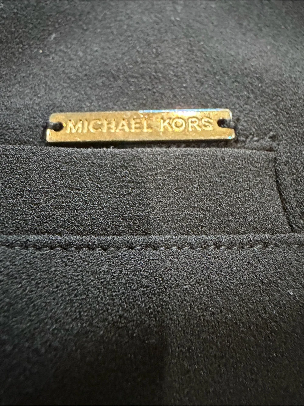 Michael Michael Kors Dress Pants Women  Size L Black Gold Ring Accent Tapered